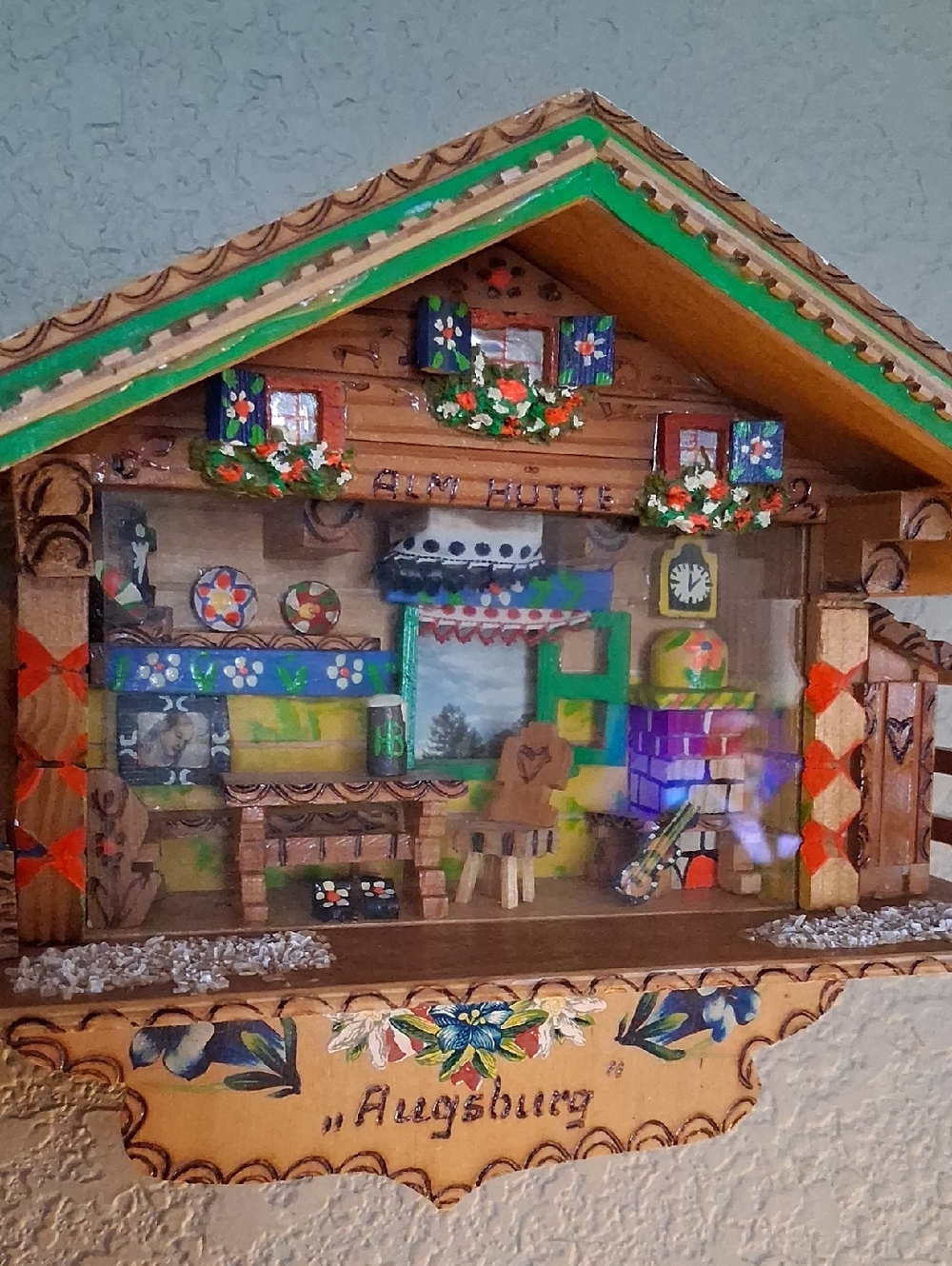 Vintage Alpine Chalet Shadow Box German-Swiss